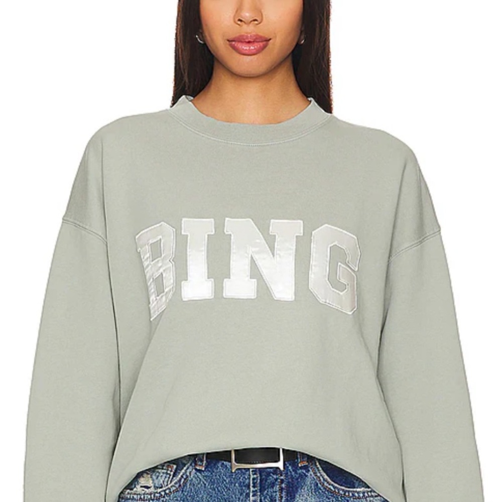 Anine Bing Tyler Sweatshirt Satin Bing - Sage Green